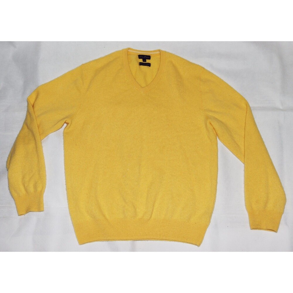 Alan Flusser 100% Cashmere V Neck Long Sleeve Men's‎ Sweater Size Medium